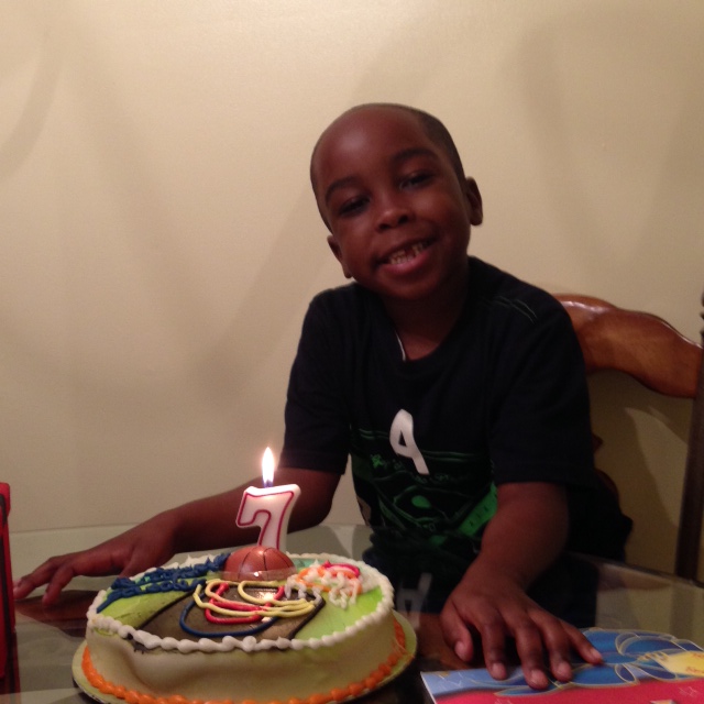 Jaeden celebrating his seventh birthday alt text